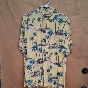 Men's Tropical Palm Tree Yellow Shirt